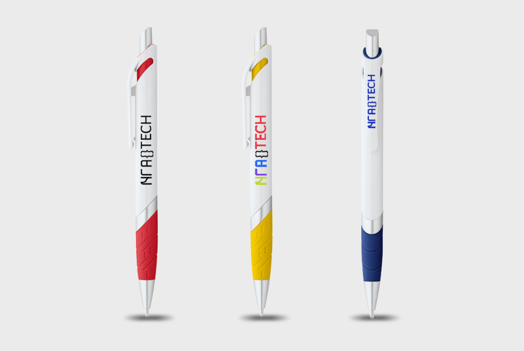 White Pen with Coloured Grip 4