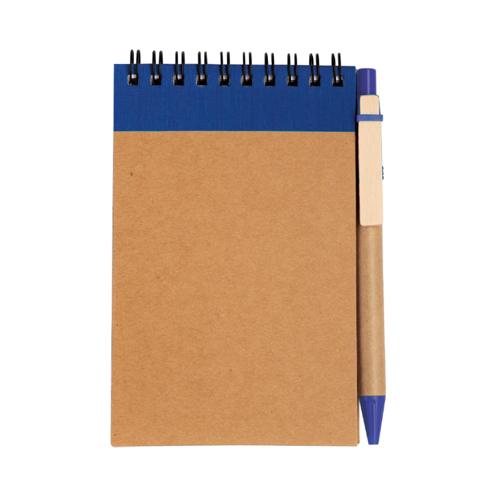 Cardboard Notebook A6 with Ballpoint in Blue