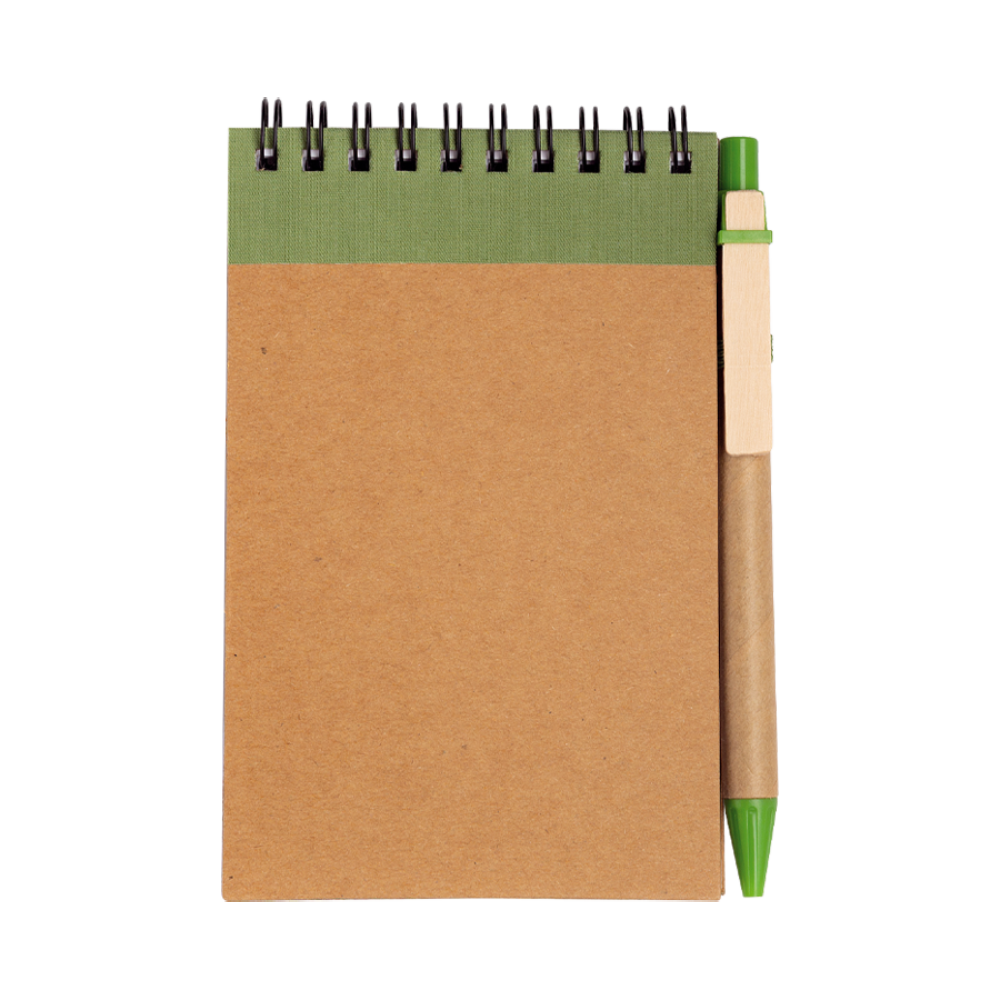 Cardboard Notebook A6 with Ballpoint in Green