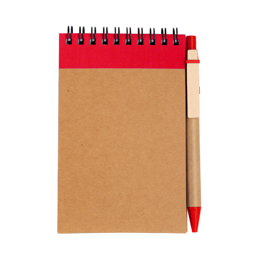 Cardboard Notebook A6 with Ballpoint in Red