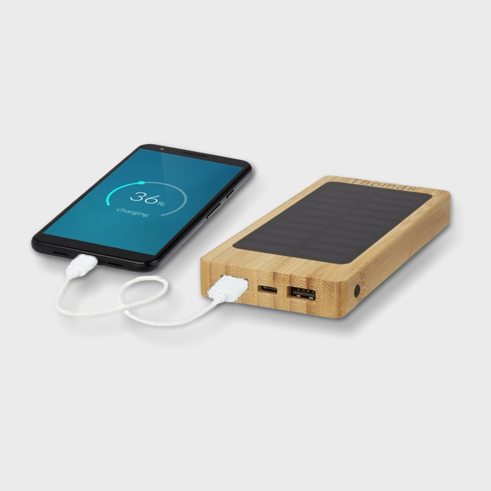 Alata 8000 mAh Bamboo Solar Power Bank