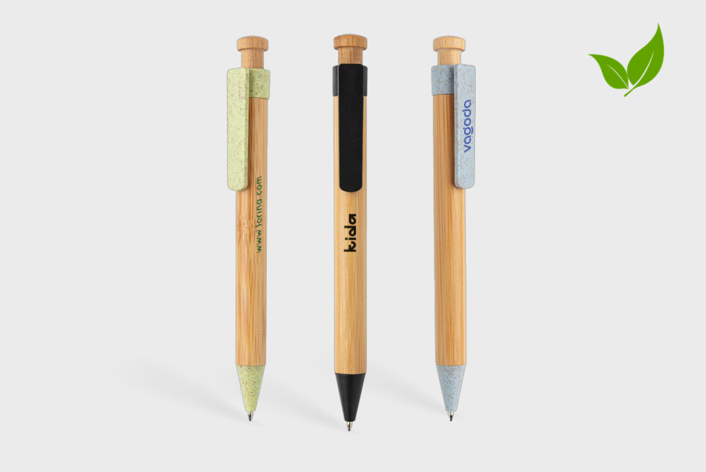 Bamboo pen with wheat straw clip