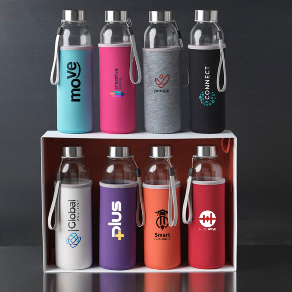 Glass Water Bottle with Neoprene Sleeve | 500 ml