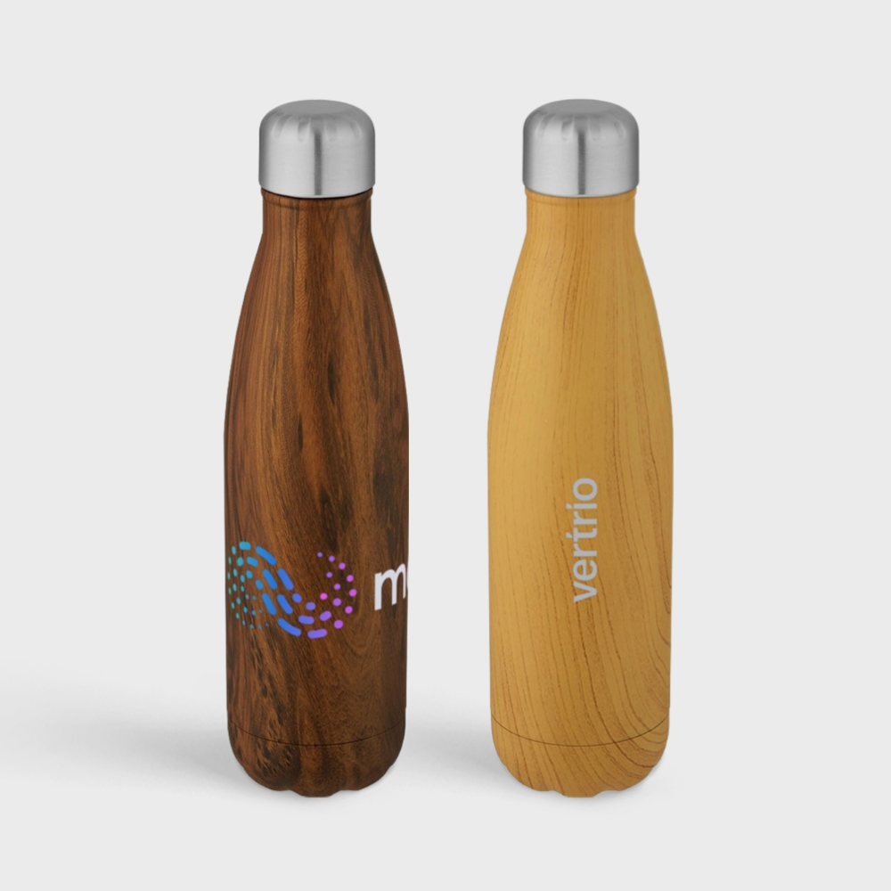 Vacuum Insulated Stainless Steel Bottle w/ Wood Print | 500ml