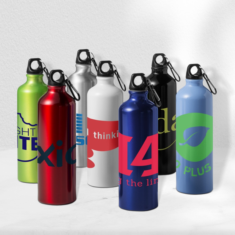 Aluminium Water Bottle w/ Key Ring & Metal Carabiner | 770 ml