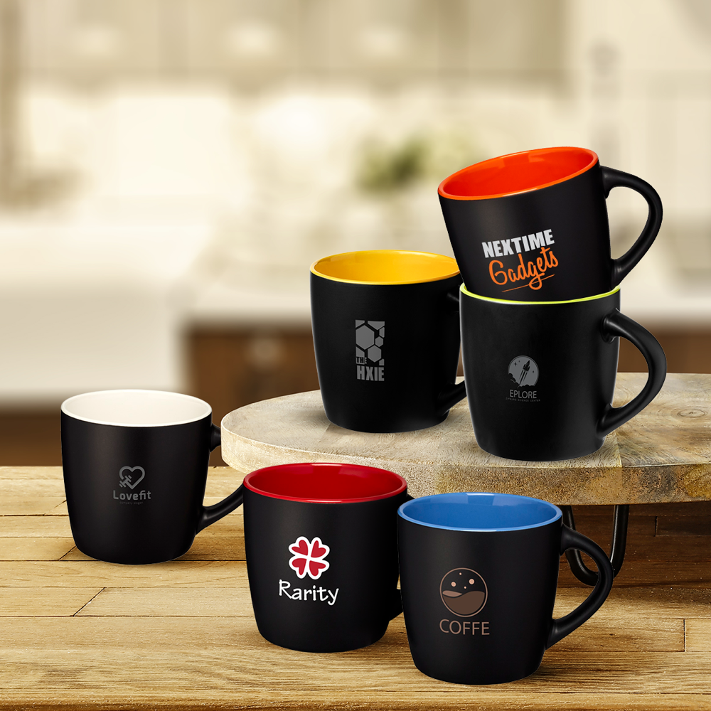 Matt Black Ceramic Mug with Coloured Interior 2