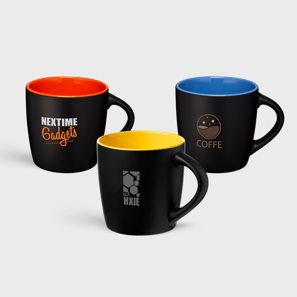Matt Black Ceramic Mug with Coloured Interior 4