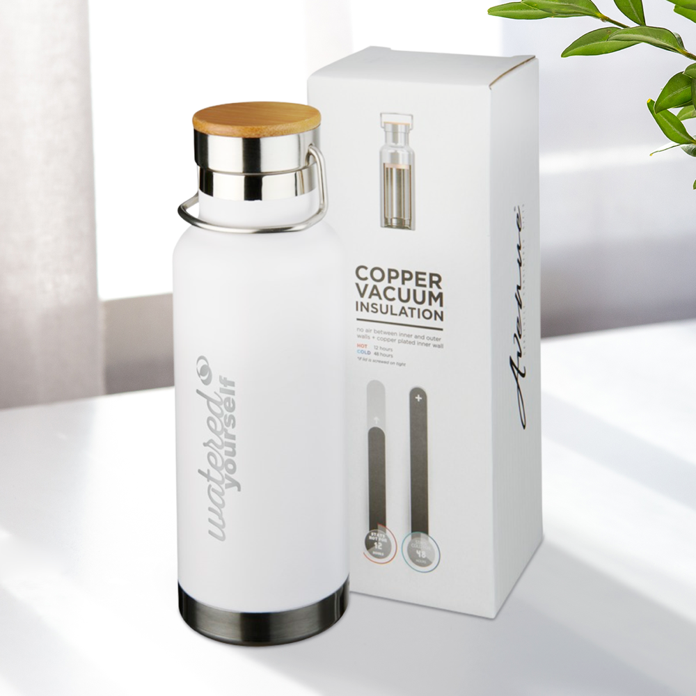 Double-walled Vacuum Bottle with Screw-on Lid with Wood Detail | 480ml 2