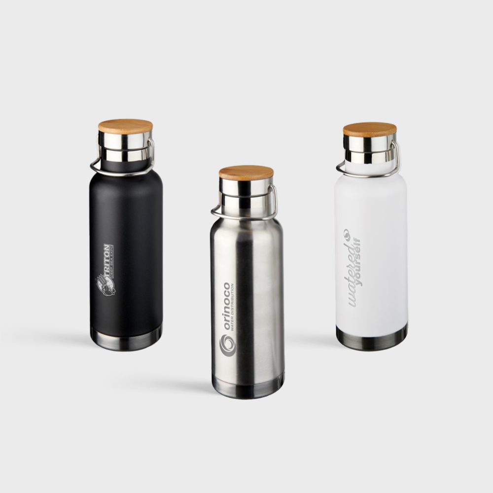 Double-walled Vacuum Bottle with Screw-on Lid with Wood Detail | 480ml 4