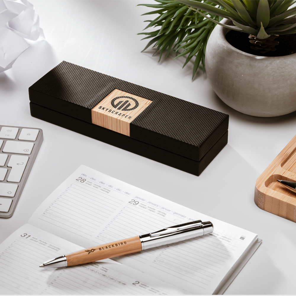 Bamboo pen with case