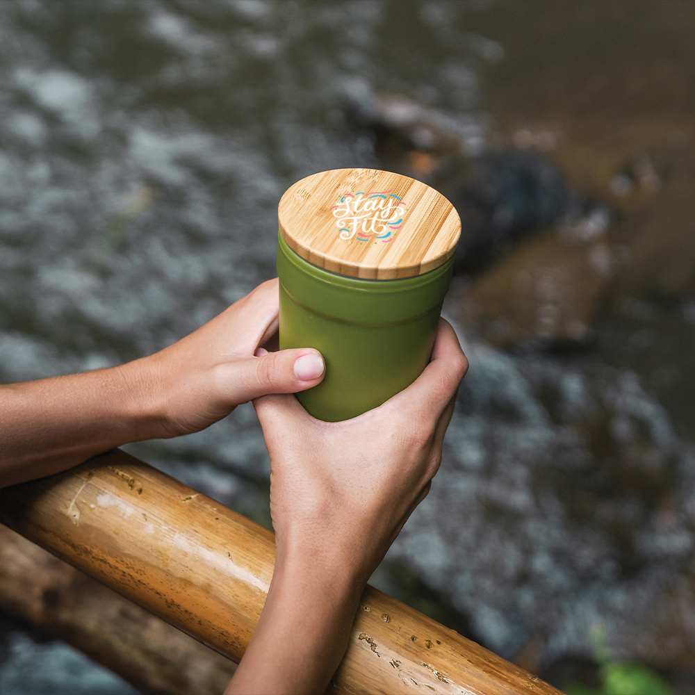 GRS Recycled PP Mug with Bamboo Lid | 300 ml