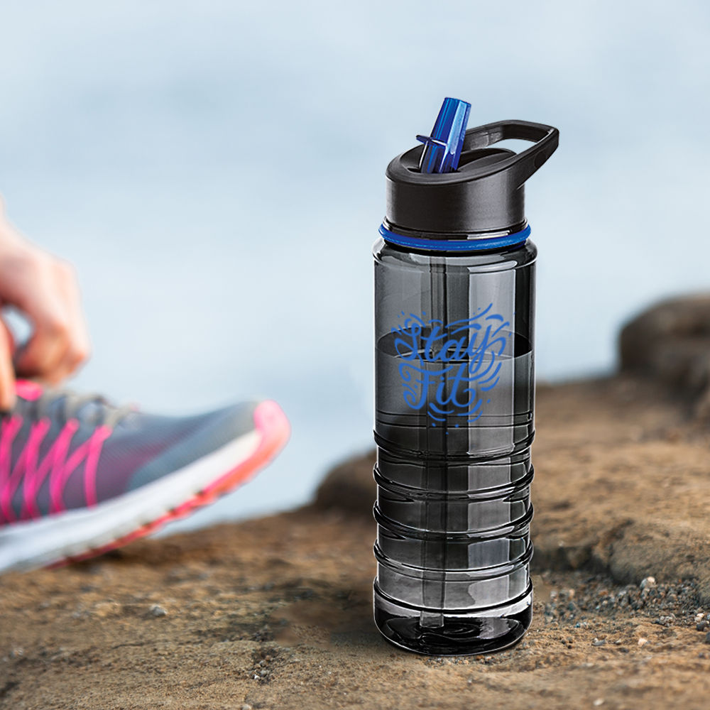 Black Sports Bottle w/ Flexible Straw | 650ml
